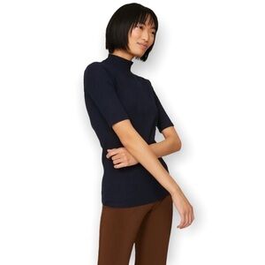 Hatch Navy Blue Rowan Ribbed MaternityTop